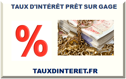 TAUX D'INTÉRÊT PRÊT SUR GAGE 2025